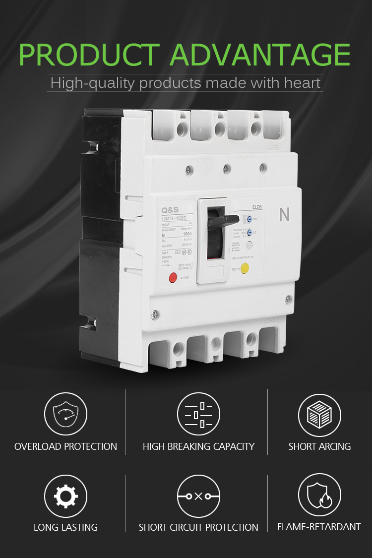 QM1L Thermo-magnetic type MCCB with Earth-Leakage protection