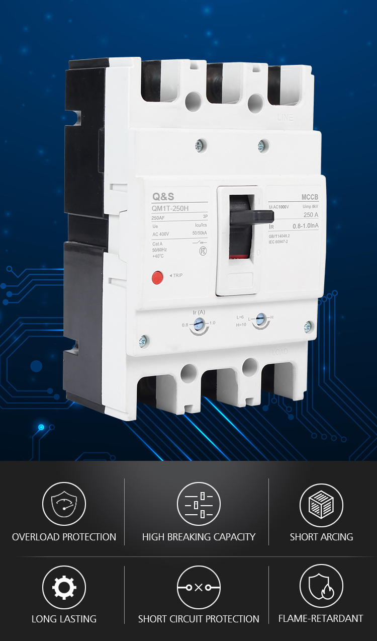 QM1T Thermo-magnetic double adjustable type MCCB